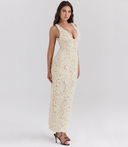 Robe Élégance Florale 3D™ – Robe Longue de Soirée Sculptante