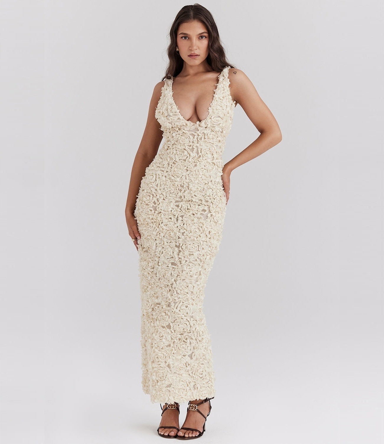 Robe Élégance Florale 3D™ – Robe Longue de Soirée Sculptante